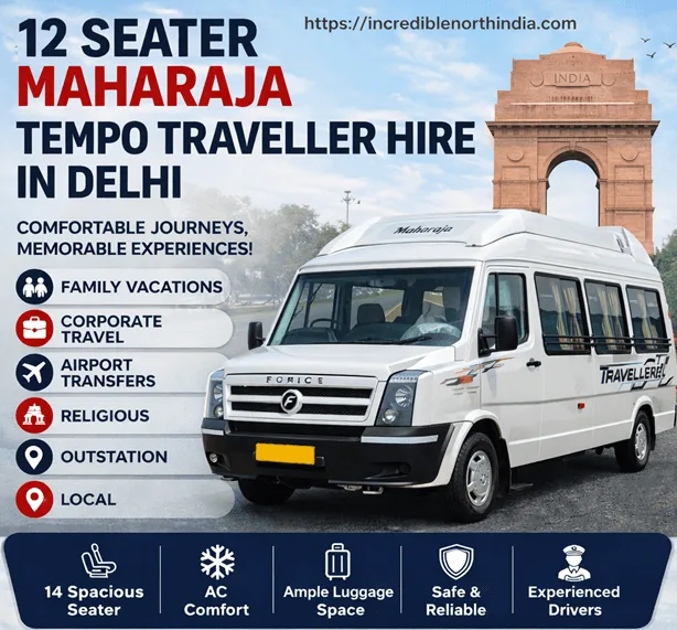 12 seater Maharaja Tempo Traveller in Delhi