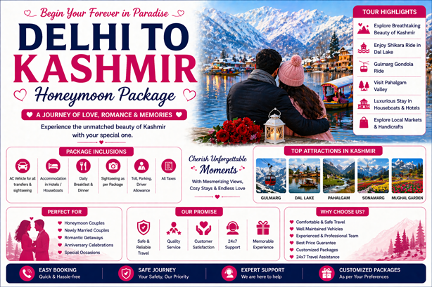 Delhi To Kashmir Honeymoon Package