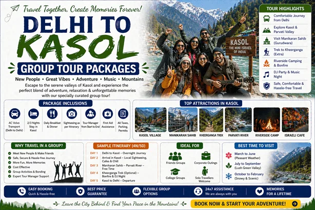 Kasol group tour from Delhi