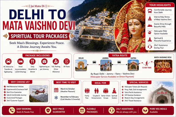 Mata Vaishno Devi spiritual tour from Delhi