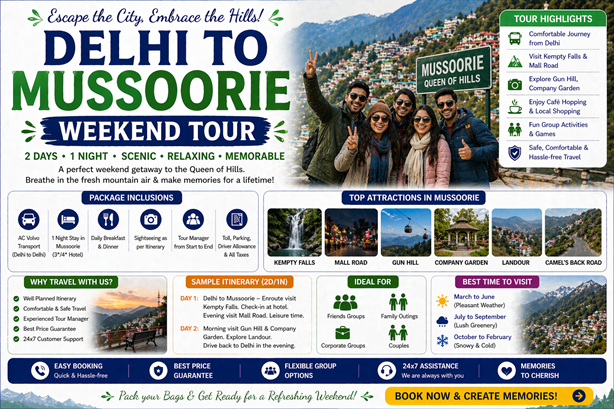 Delhi To Musoorie Weekend Tour