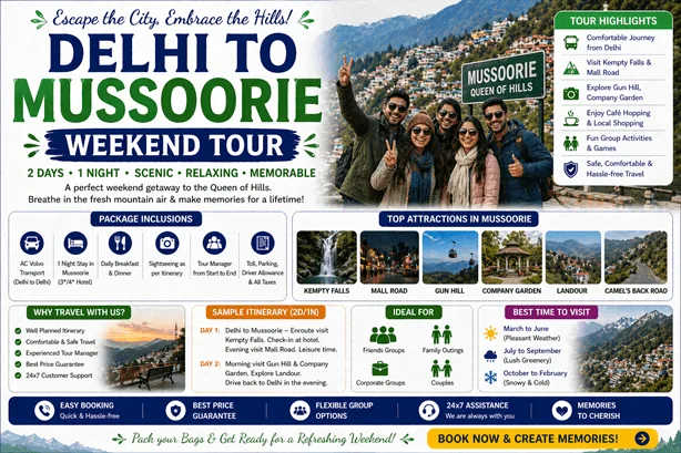 Mussoorie weekend tour from Delhi