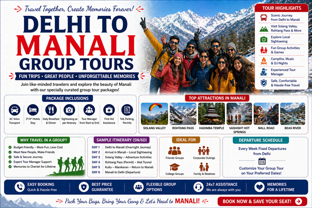 Delhi to Manali group tours