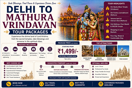 Delhi to Mathura - vrindavan tour packages