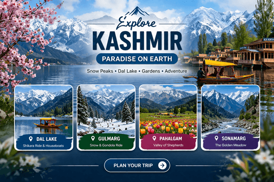 Srinagar, Gulmarg, Pahalgam, Amarnath Experience Heaven on Earth with Snow, Lakes & Scenic Valleys