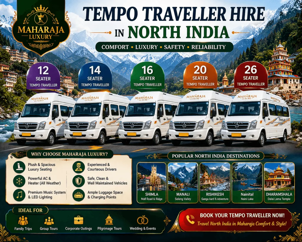 Luxury Tempo Traveller rental in North India with driver