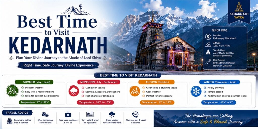 Best Time to Visit Kedarnath – Complete Seasonal Travel Guide