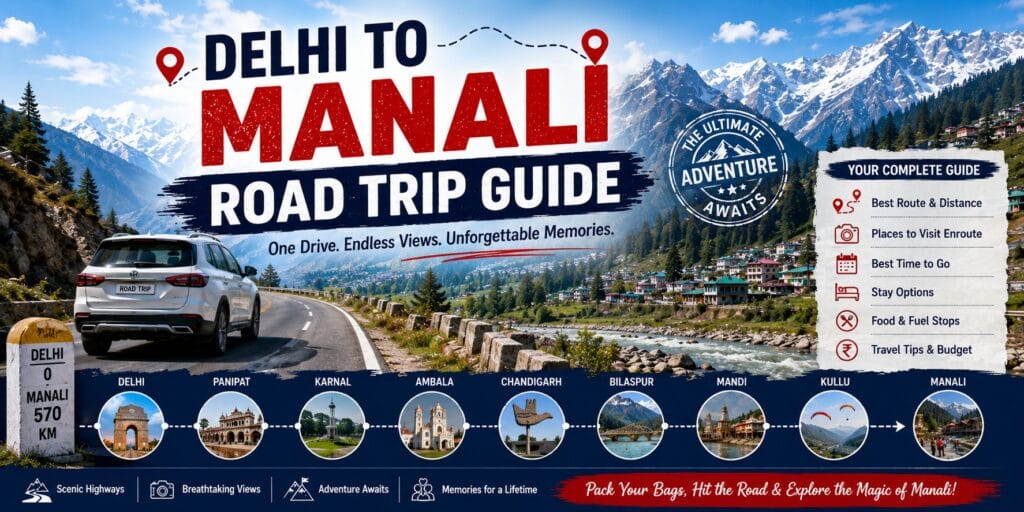 Delhi to Manali Road Trip Guide – Complete Travel Guide, Route, Distance, Best Time & Travel Tips