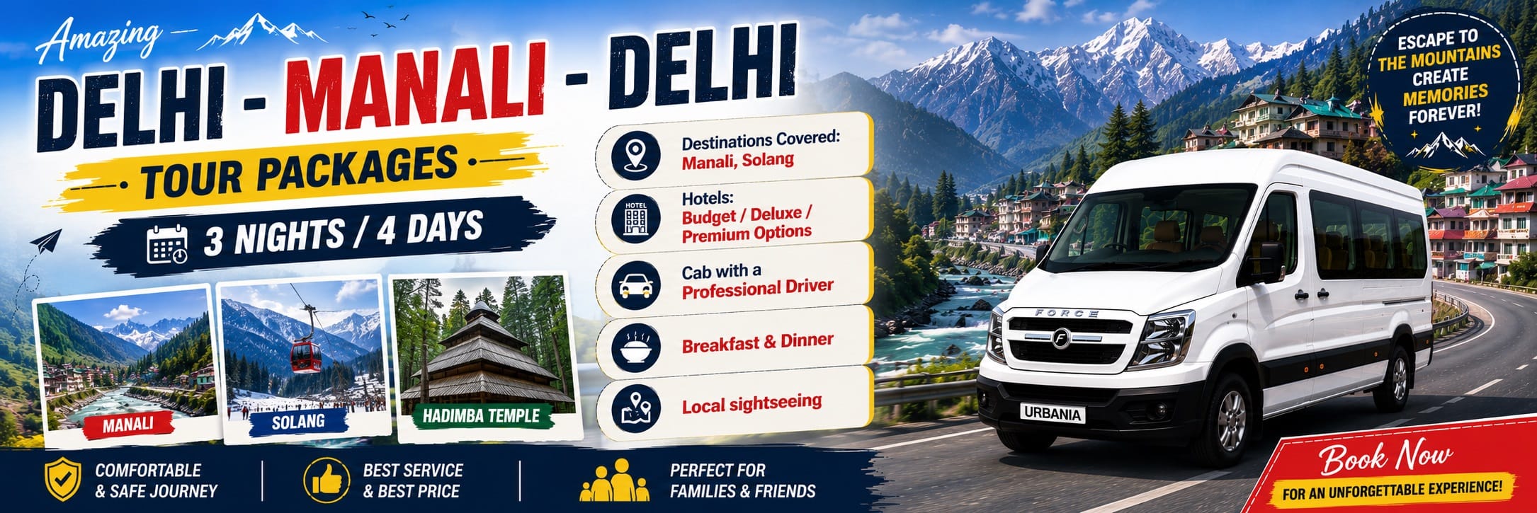Delhi to Manali Tour Package | 3 Nights 4 Days at Best Price