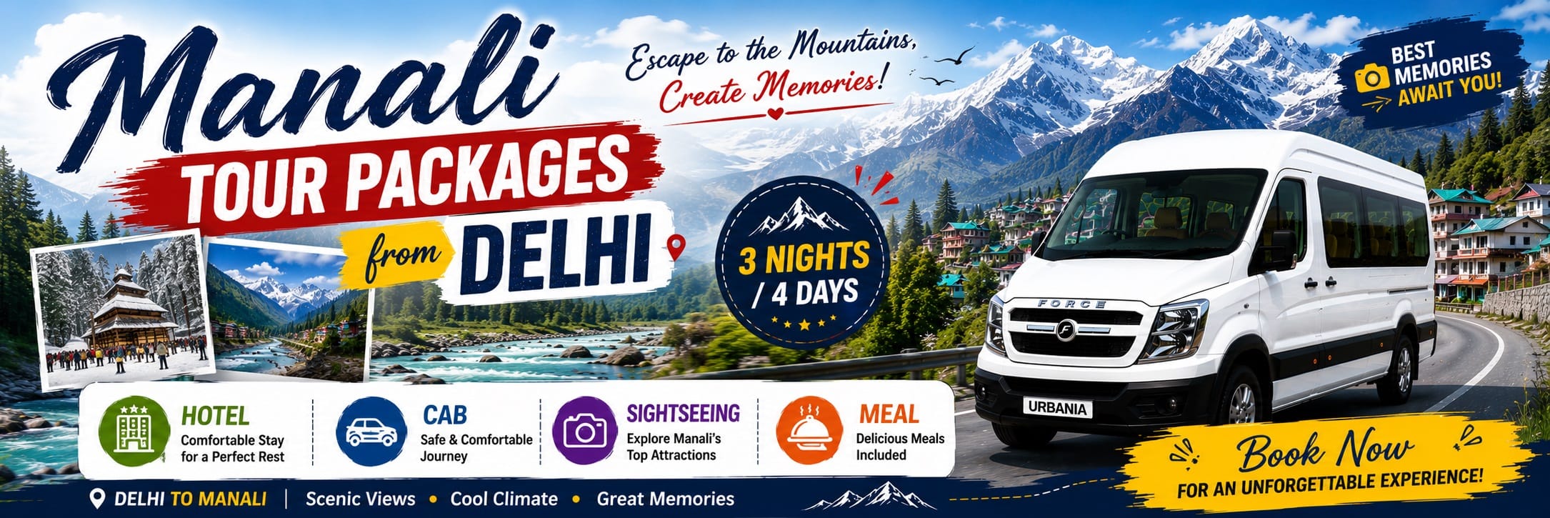 Our carefully designed Manali Tour 3 Nights 4 Days itinerary allows travelers to experience the best of Manali without feeling rushed. Every day is planned to include sightseeing, relaxation, local culture, and adventure.