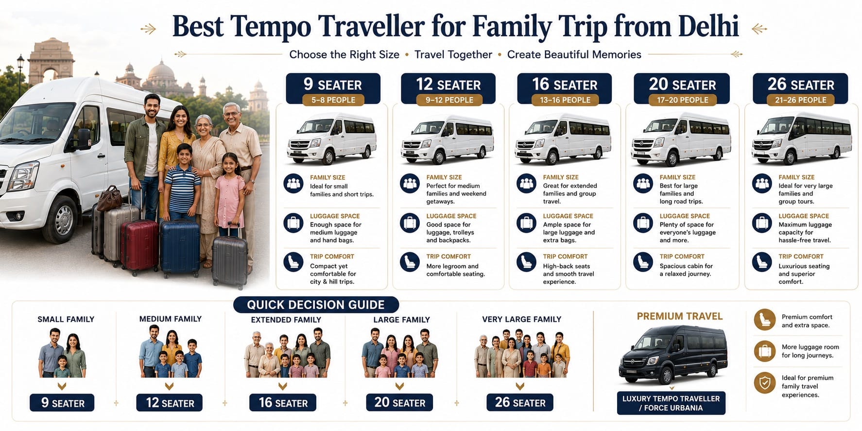 Tempo Traveller for Family Trip from Delhi option