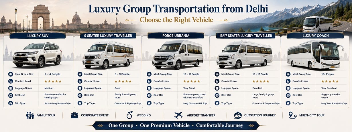 Luxury Group Transportation from Delhi Airport