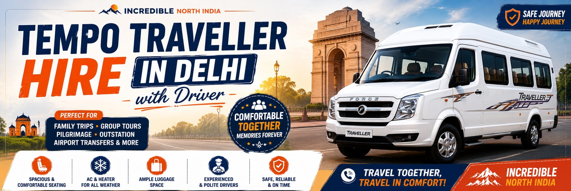 Tempo Traveller Hire in Delhi with Driver