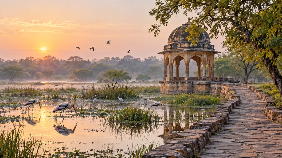 AI-generated illustrative scene for Bharatpur; not a verified destination photograph.