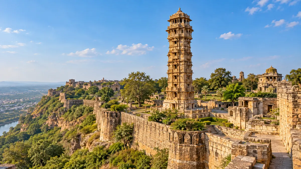 AI-generated illustrative scene for Chittorgarh; not a verified destination photograph.