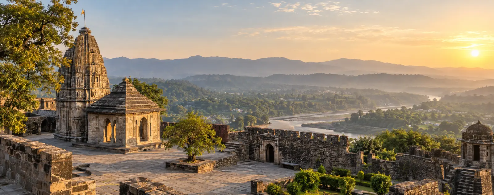 Green hills and heritage temple landscape around Hamirpur Himachal Pradesh