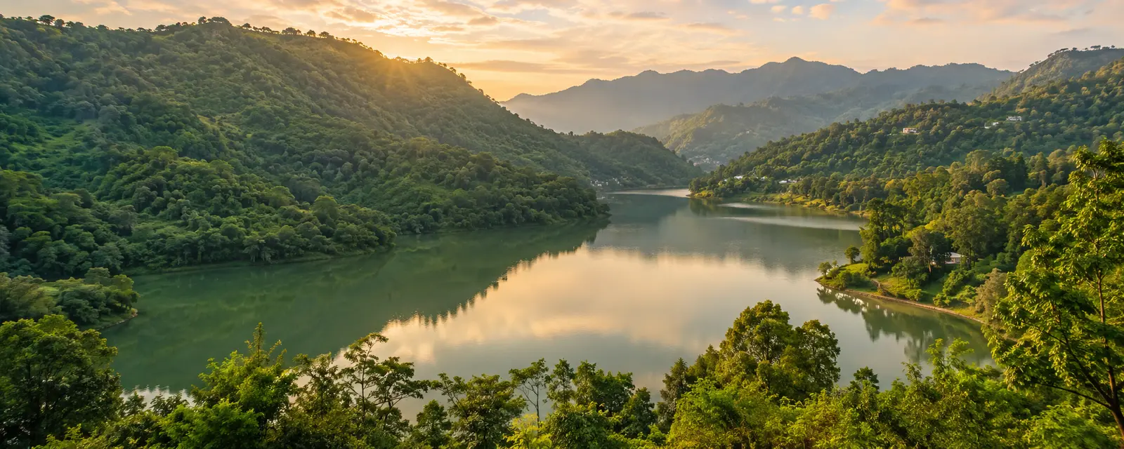 Renuka Lake surrounded by forested Sirmaur hills in Himachal Pradesh