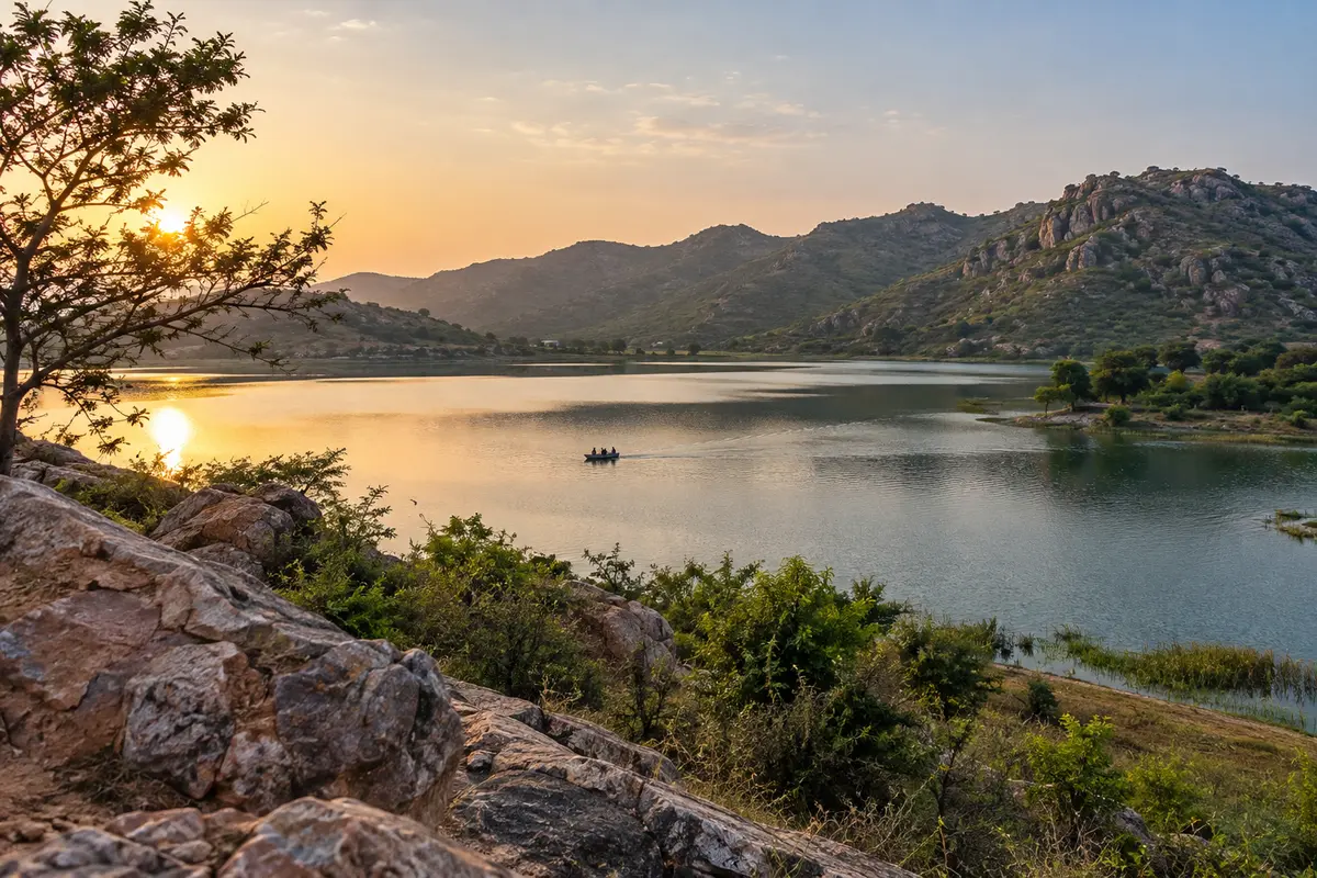 AI illustration inspired by Damdama Lake, Haryana