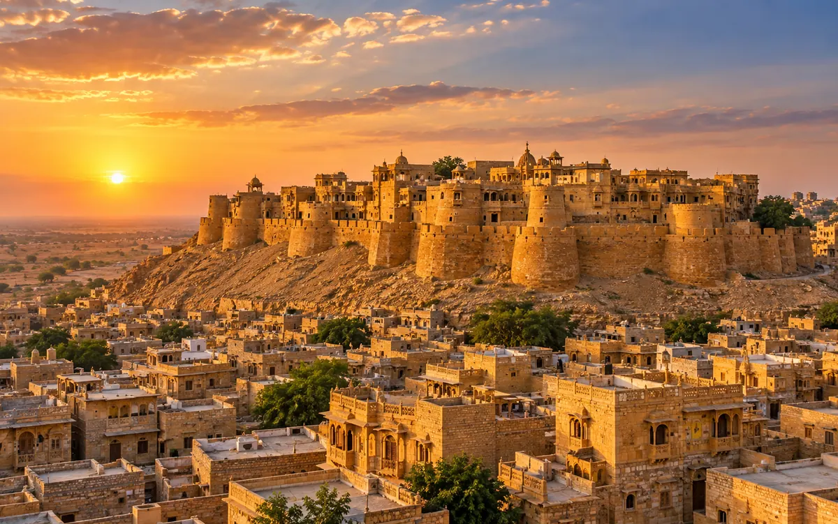AI-generated illustrative scene for Jaisalmer; not a verified destination photograph.