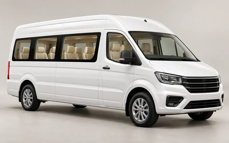 Illustrative premium group van for 15-Seater Maharaja; actual offered vehicle may differ