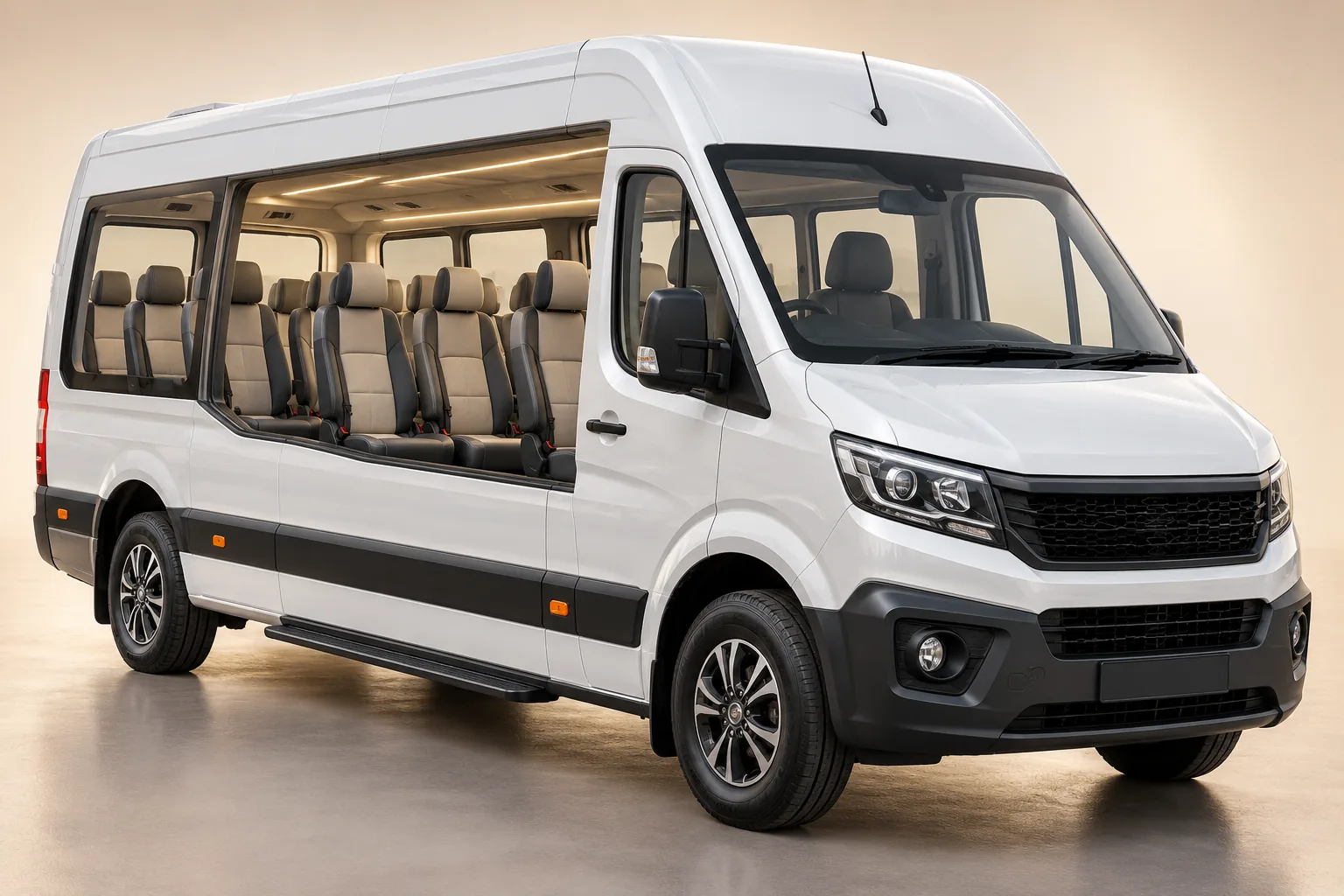 Illustration of 12 Seater Urbania 2×1 seats cabin