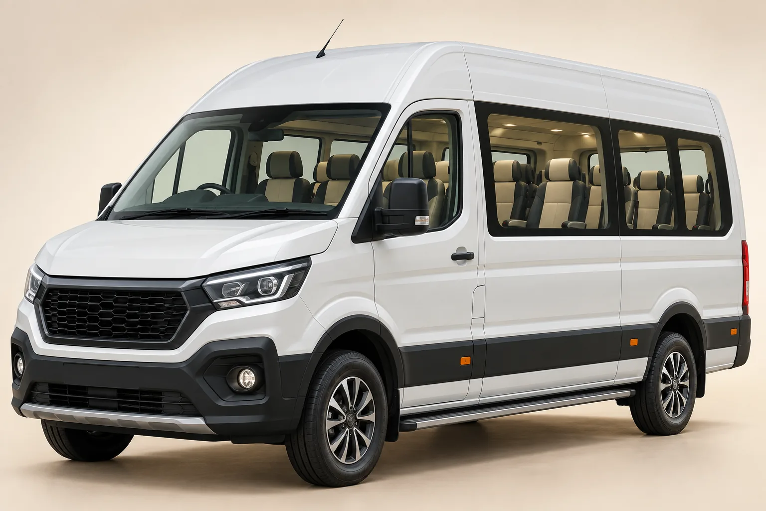 Illustration of 15 Seater Maharaja Urbania Individual 2×1 seats cabin