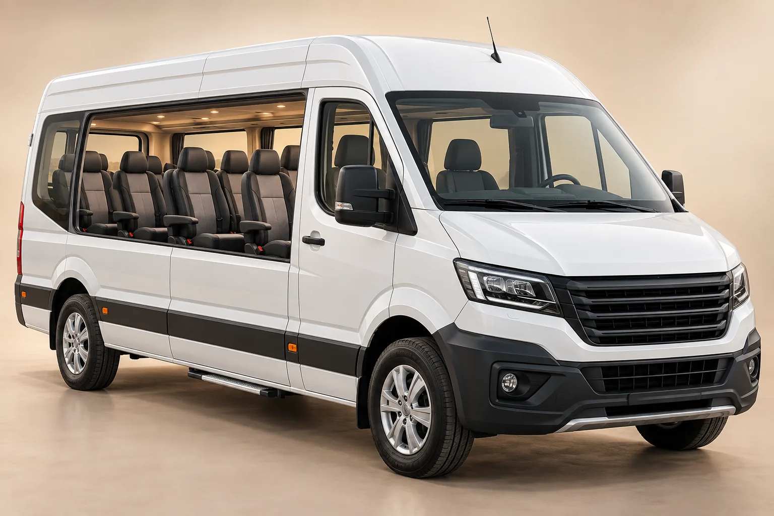 Illustration of 9 Seater Maharaja Urbania Individual 1×1 seats cabin