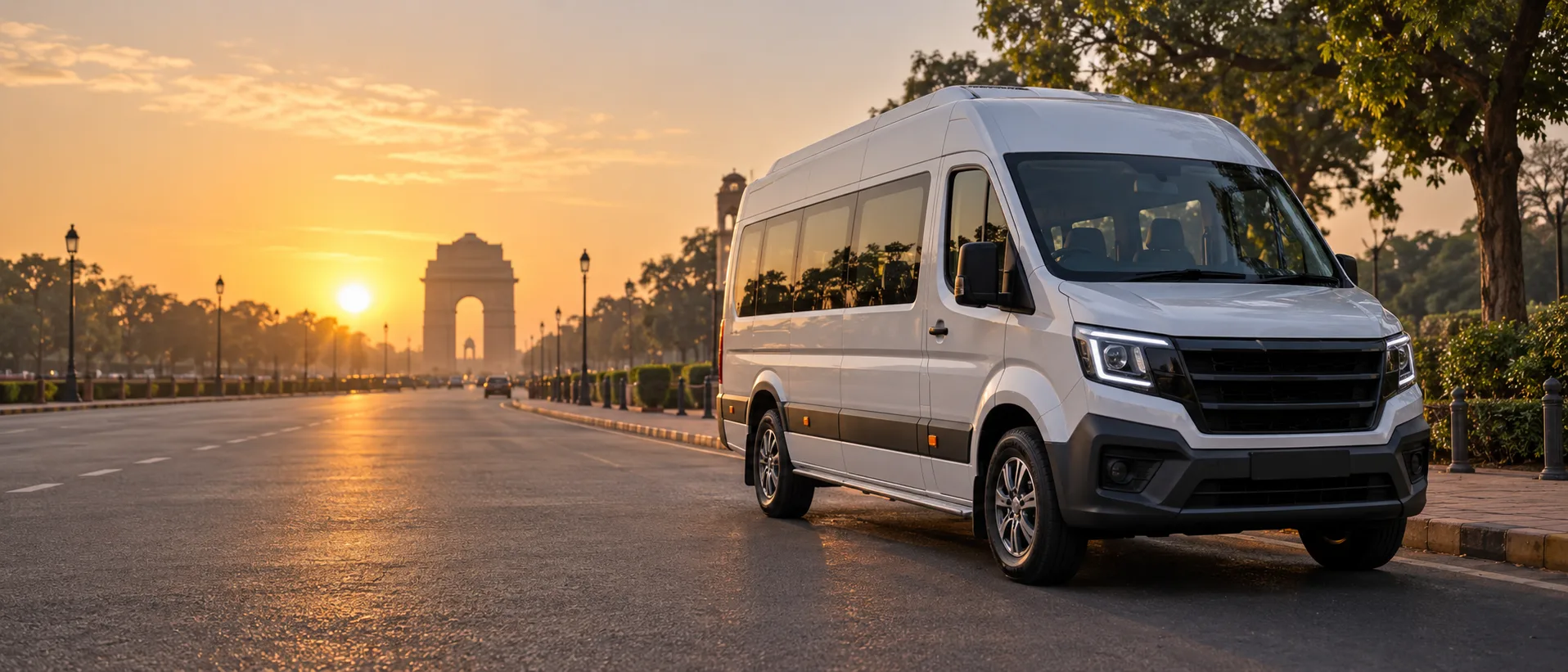 AI illustration of a premium Urbania-style van in Delhi