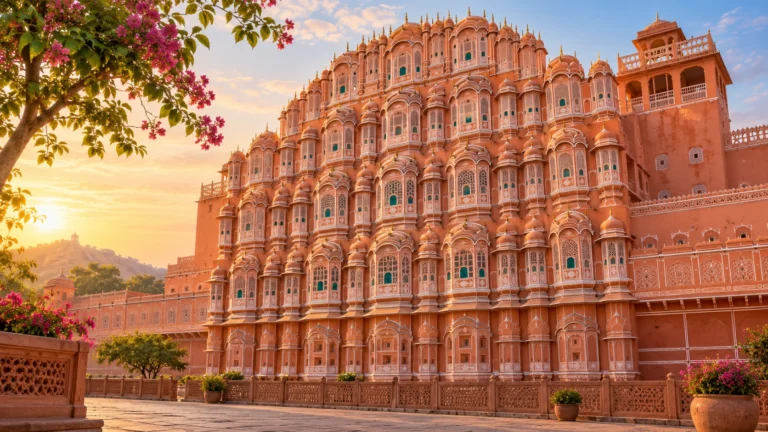 Jaipur pink palace facade illustration