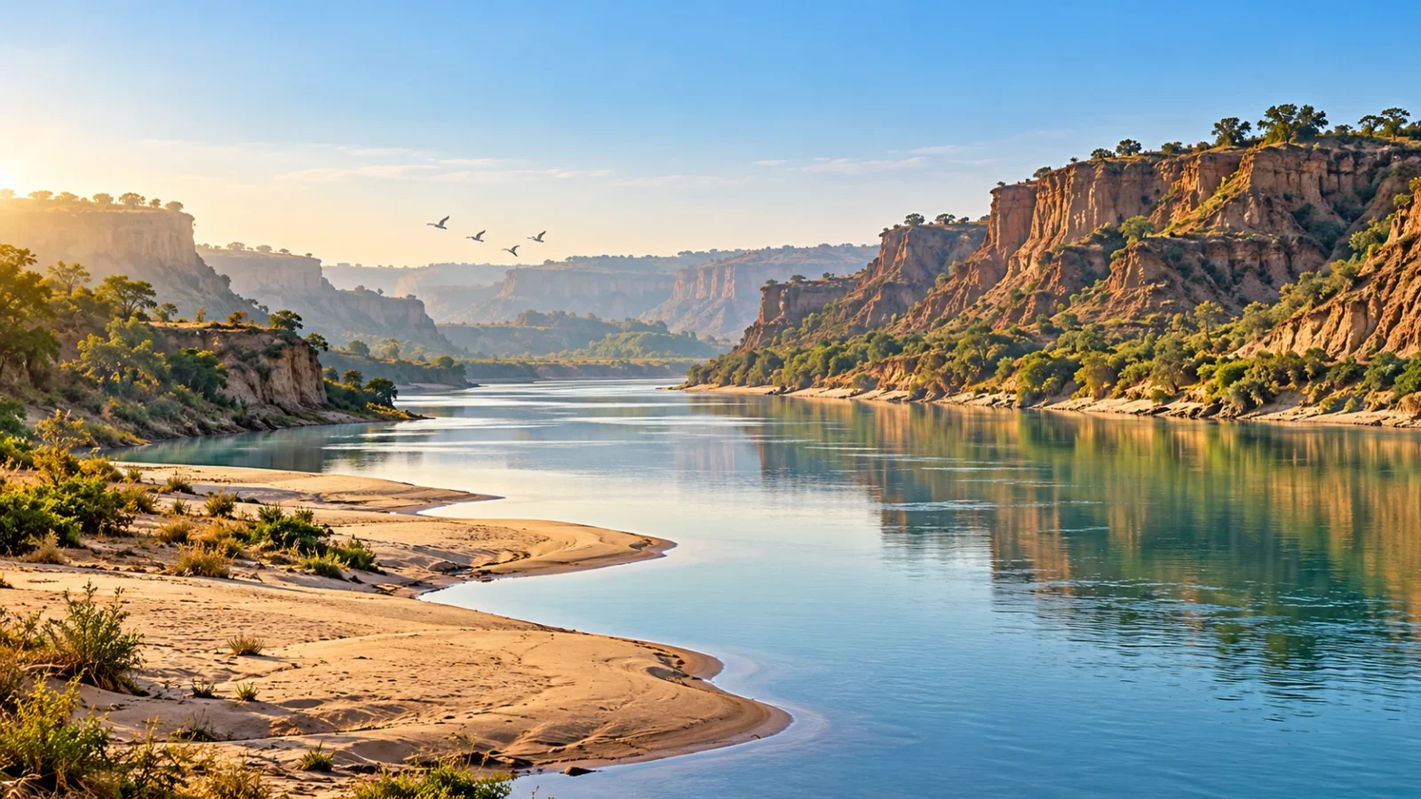 Chambal-inspired river and ravines illustration