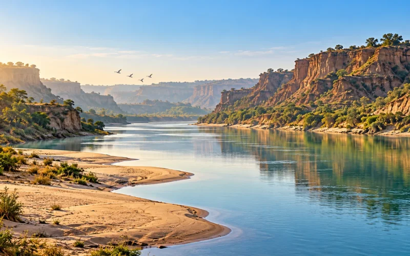 Chambal-inspired river and ravines illustration