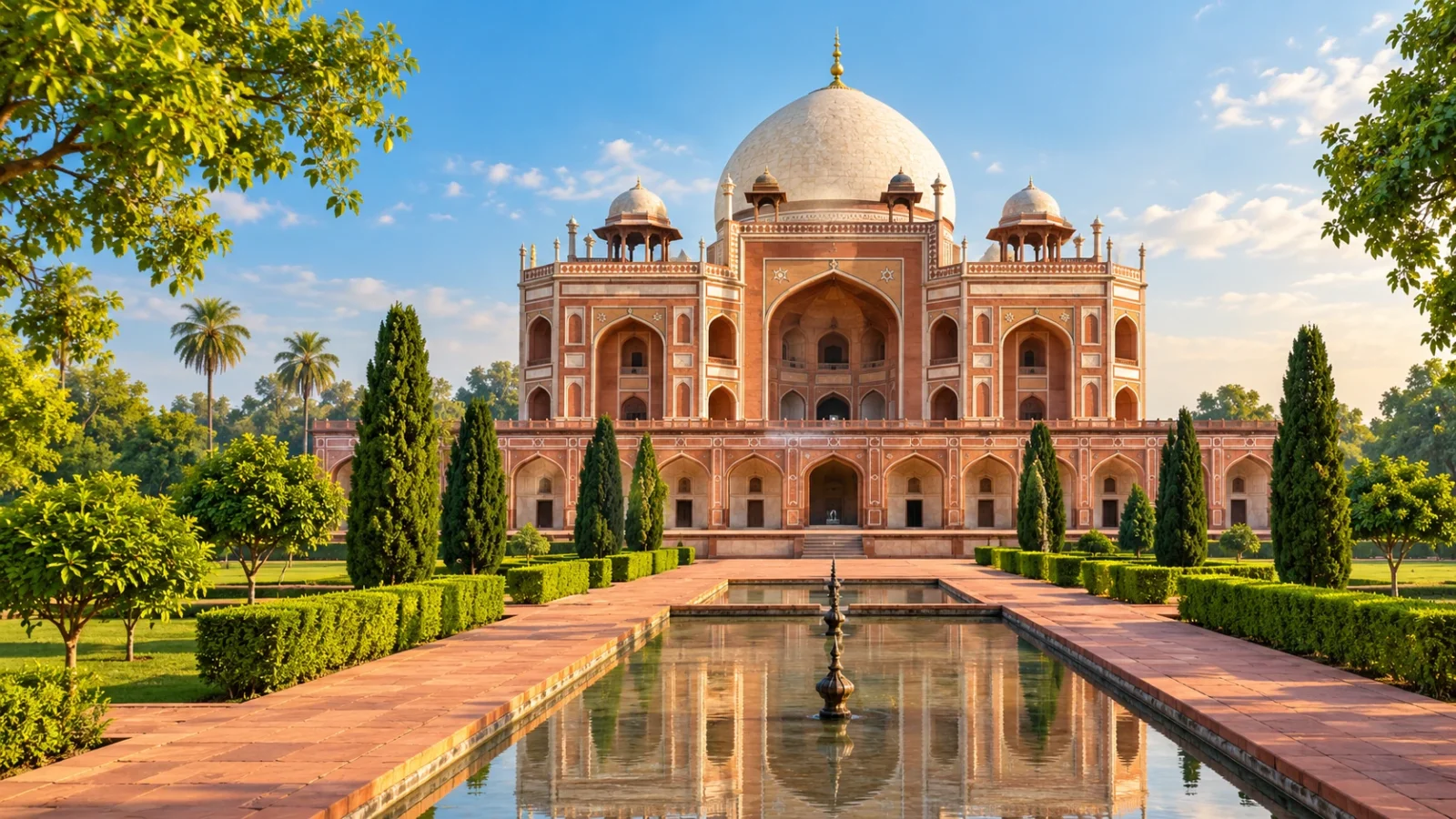 Humayun Tomb-inspired garden illustration