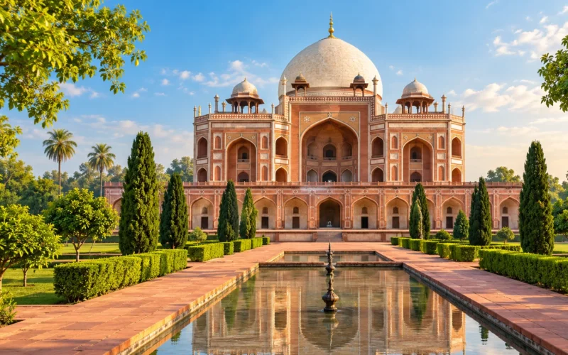Humayun Tomb-inspired garden illustration