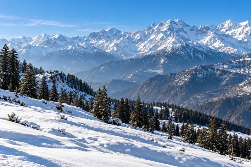 AI illustration of a snowy alpine landscape near Auli