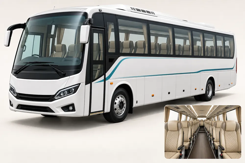 AI concept of a white tourist mini bus