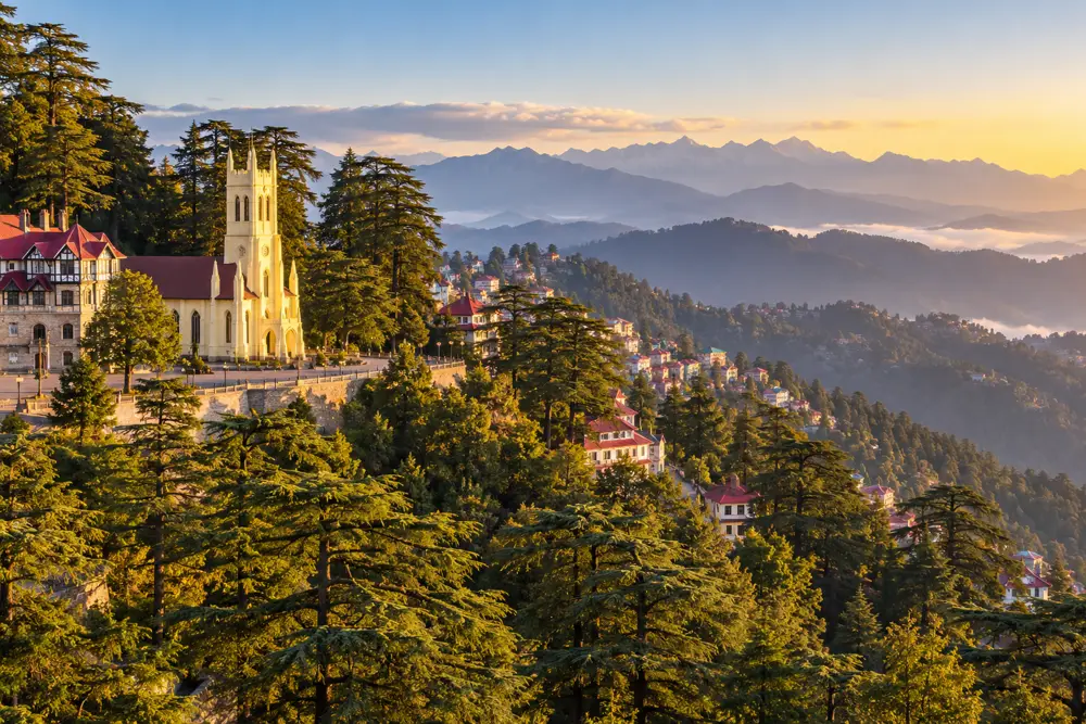 AI illustration inspired by Shimla hillside architecture