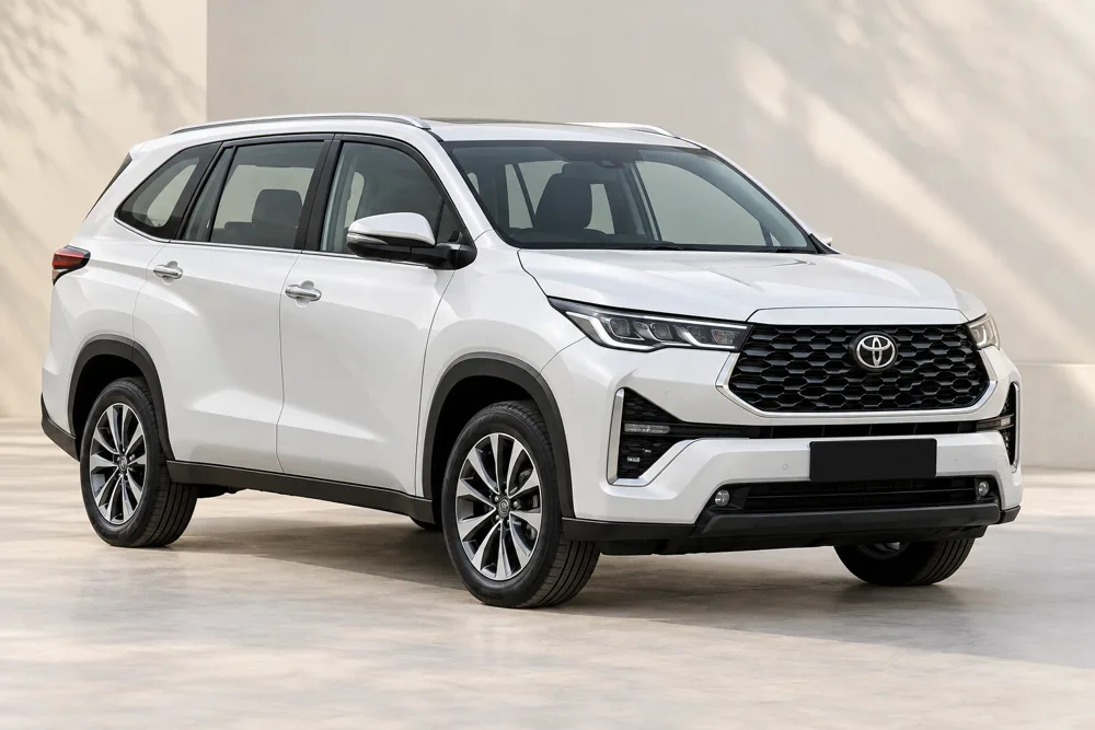 AI illustration of white Innova Hycross car for private driver hire