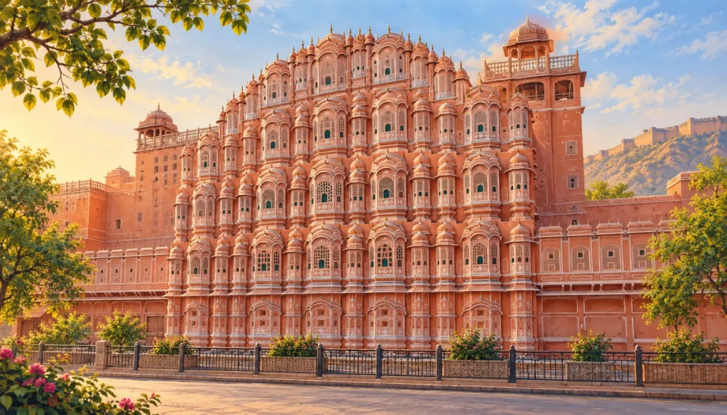 Jaipur destination landmark illustration