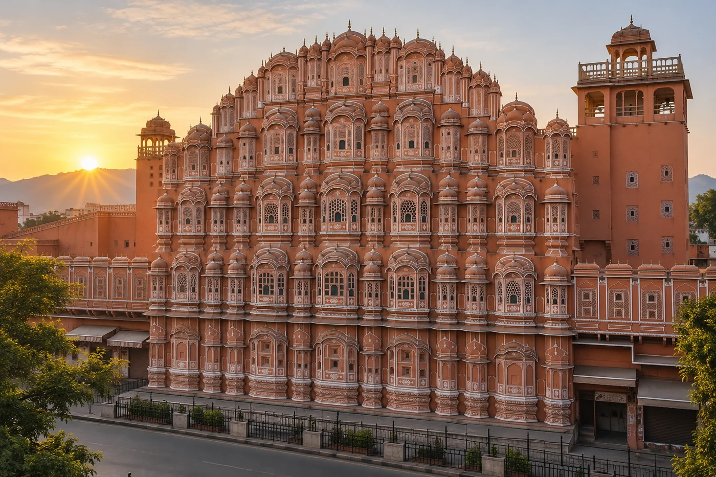 Jaipur Hawa Mahal inspired architectural view