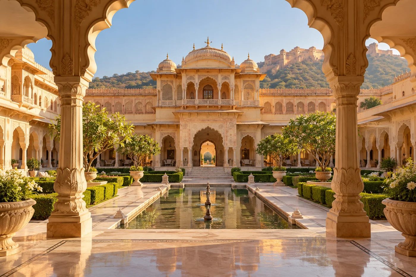 Jaipur heritage palace courtyard inspired scene