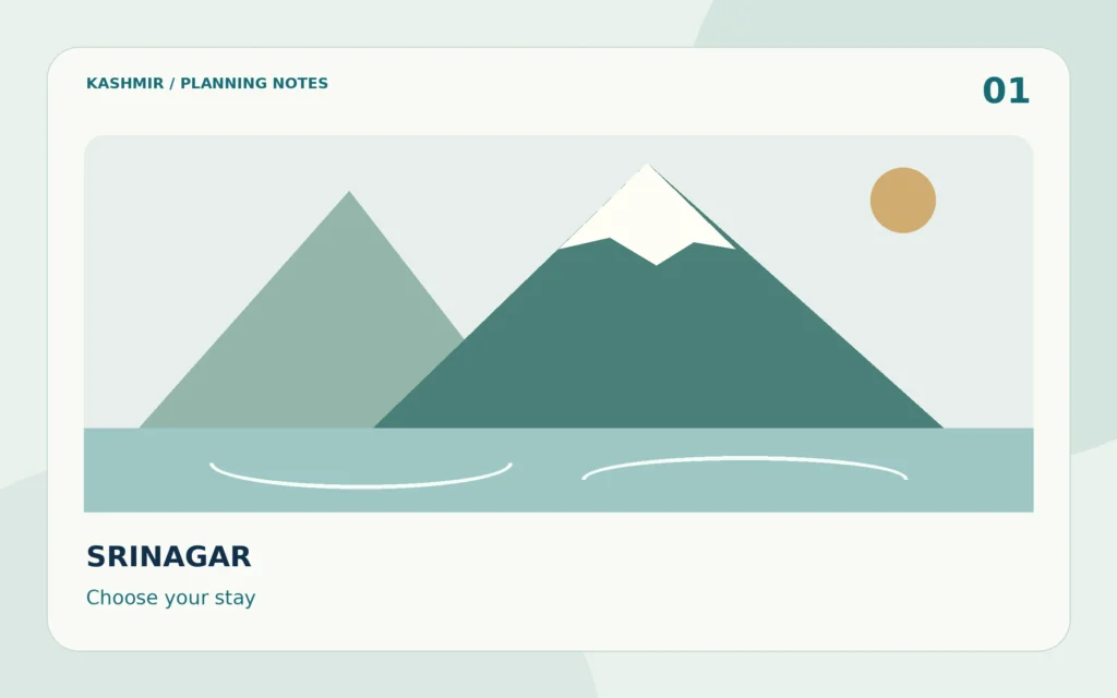 Where to Stay in Srinagar: Areas, Access & Lake Views — editorial planning illustration