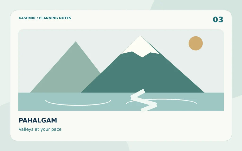 Pahalgam Sightseeing Guide: Aru, Betaab & Local Planning — editorial planning illustration