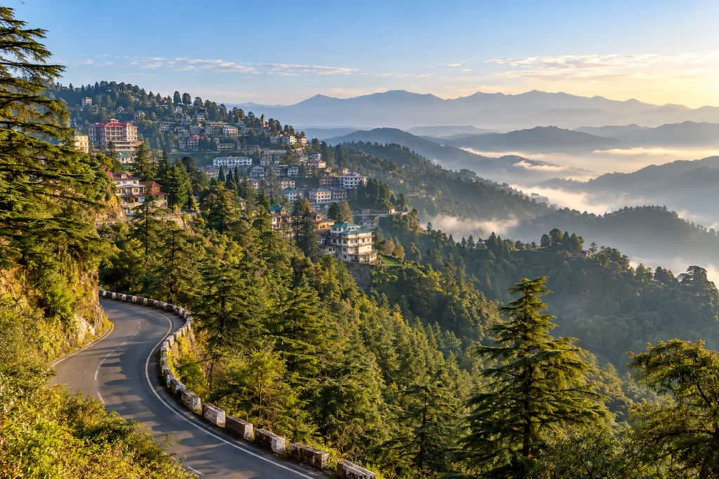AI illustration of forested hills near Mussoorie and Dhanaulti