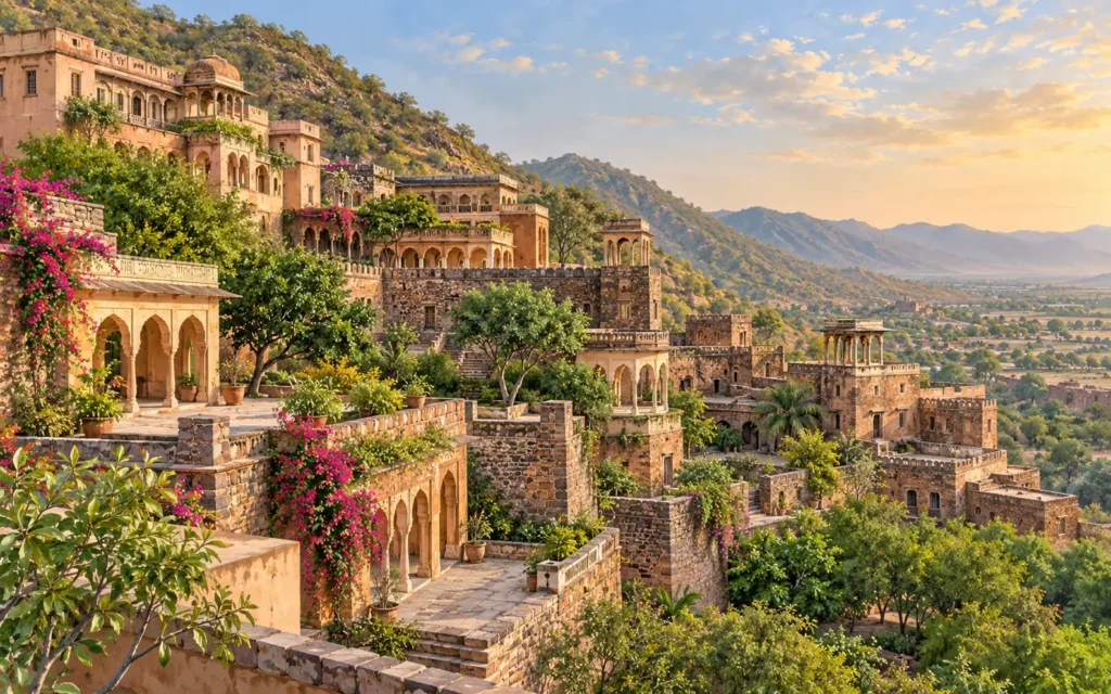 Neemrana-inspired destination landscape illustration