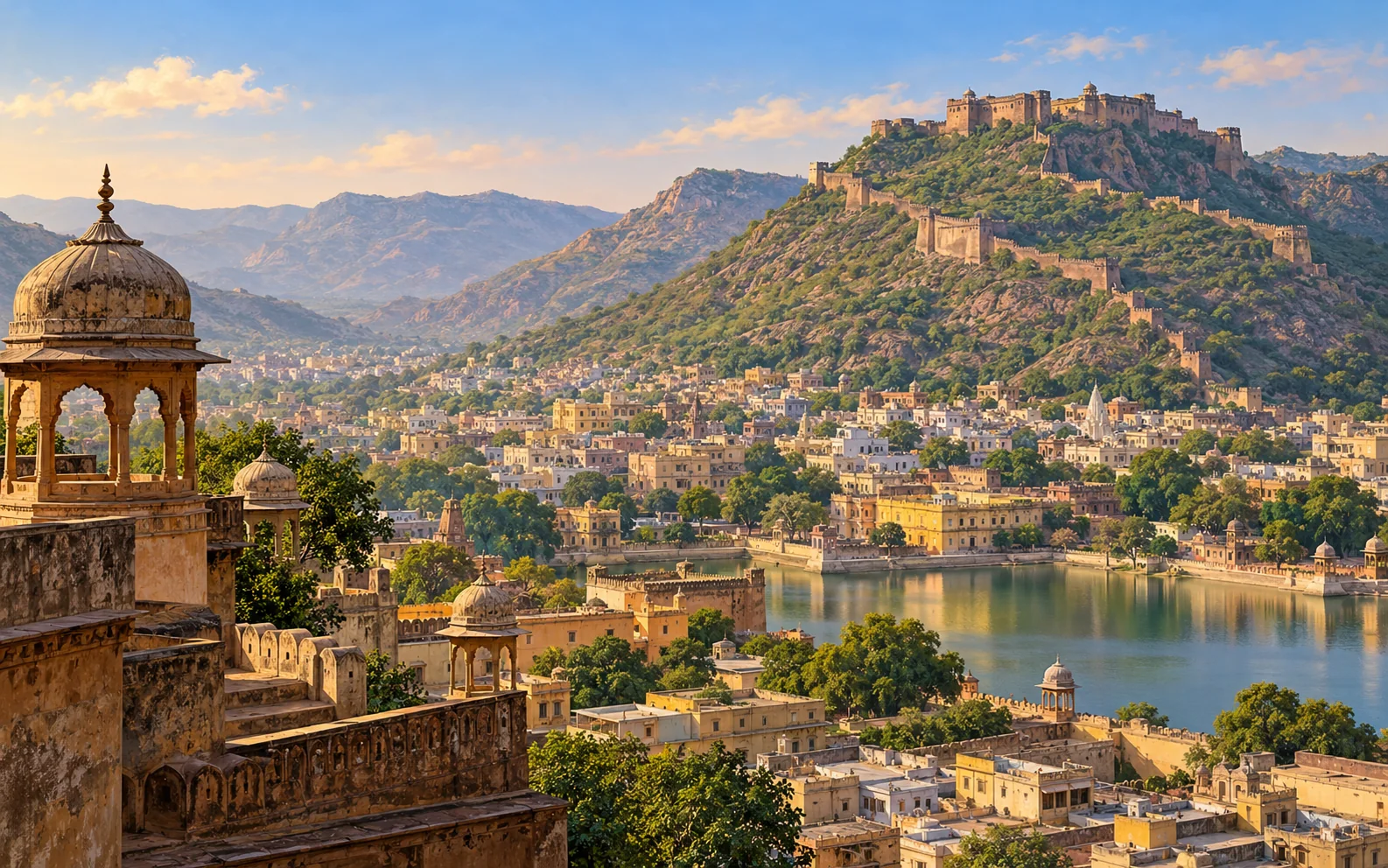 Alwar-inspired destination landscape illustration