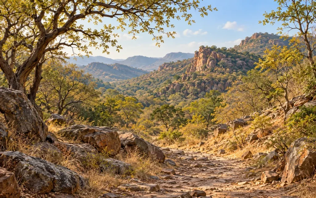Sariska-inspired destination landscape illustration