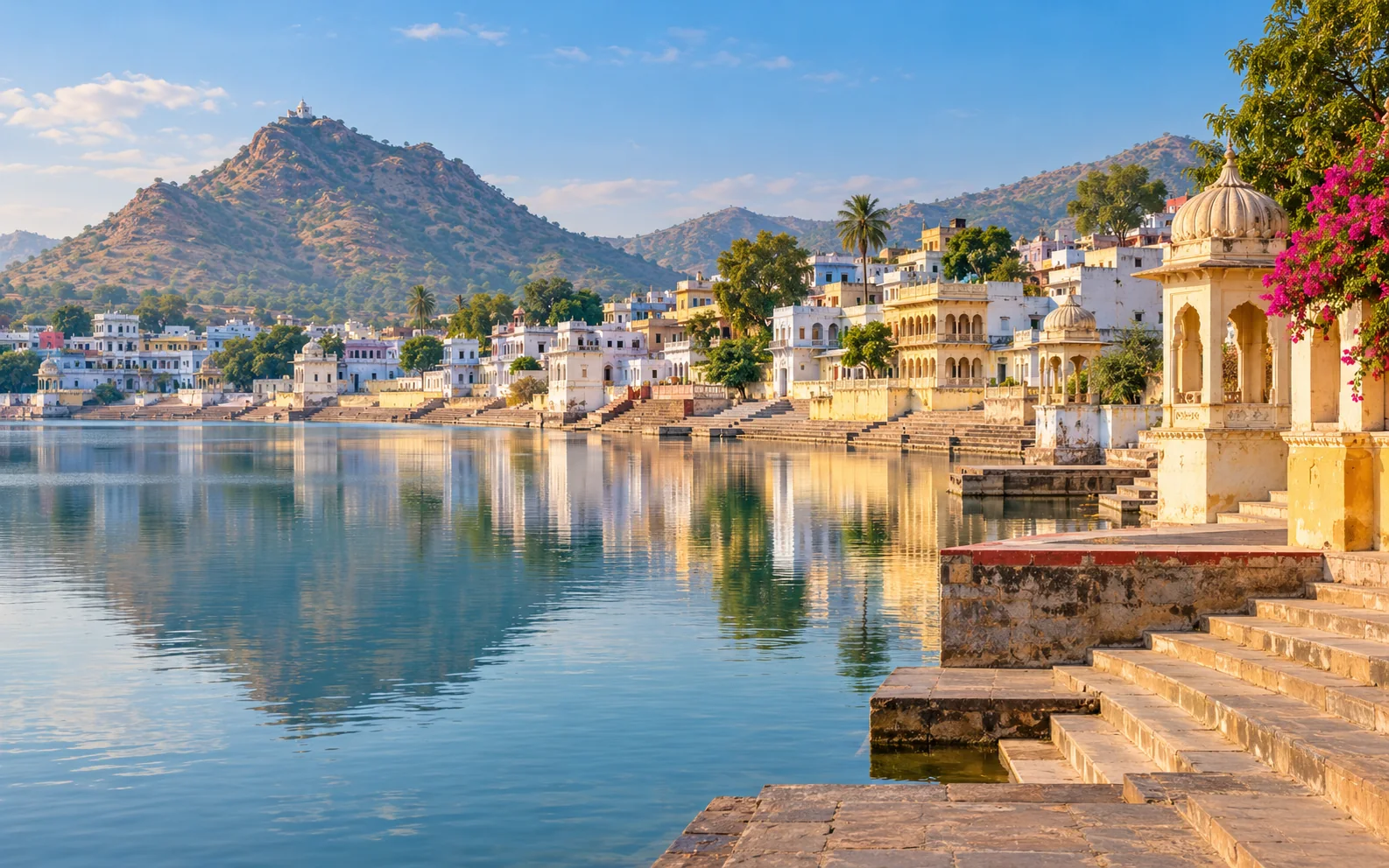 Pushkar-inspired destination landscape illustration