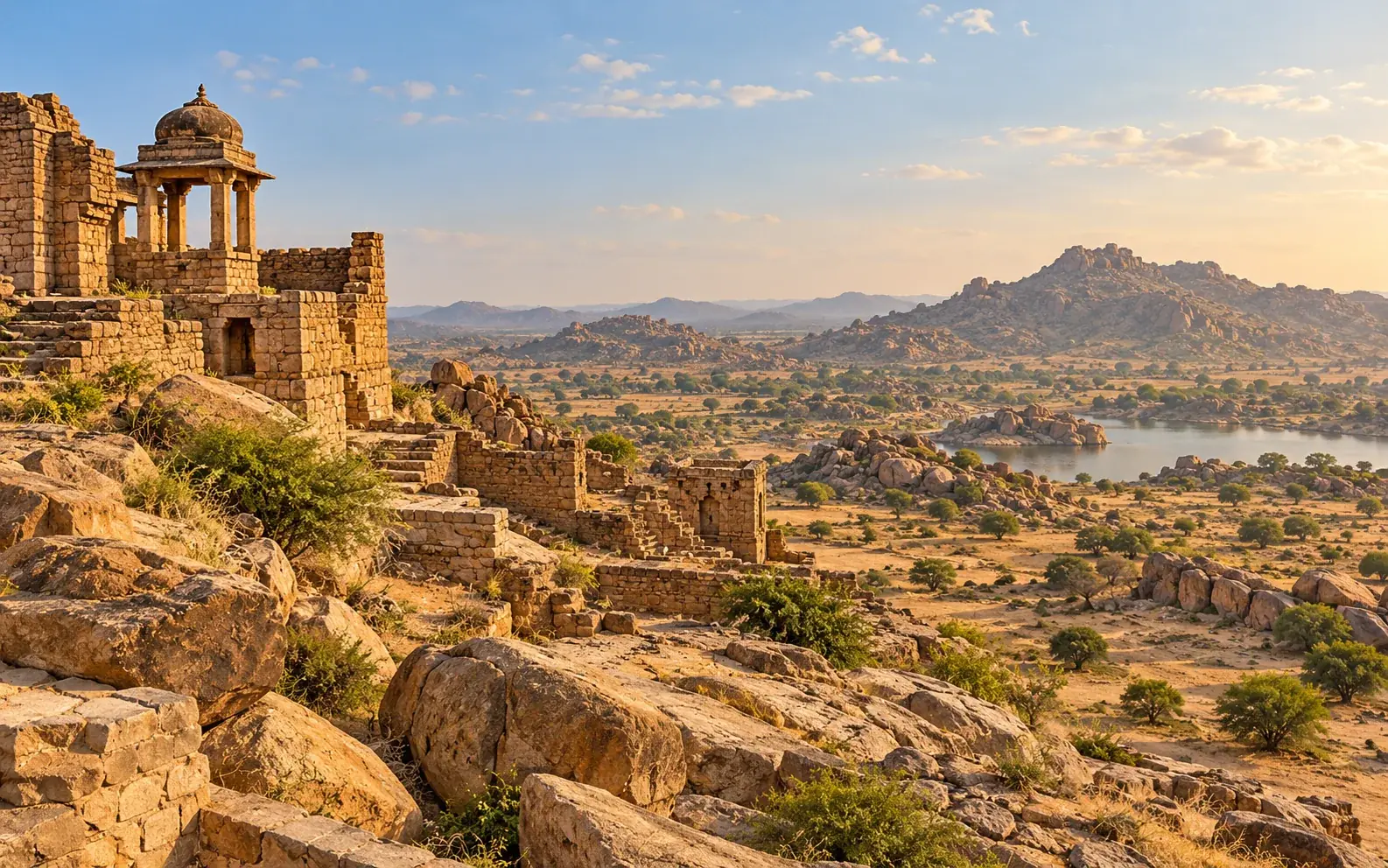 Barmer-inspired destination landscape illustration