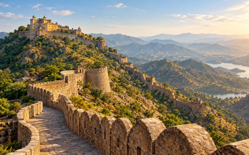 Kumbhalgarh-inspired destination landscape illustration