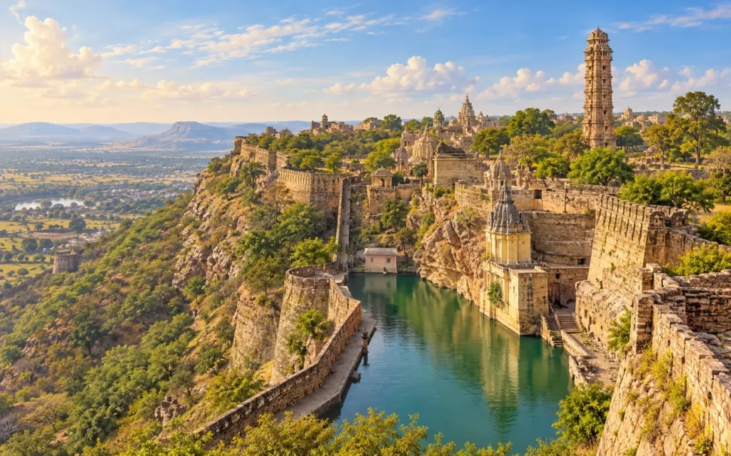 Chittorgarh-inspired destination landscape illustration